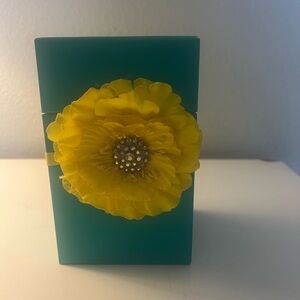 Teal Box with Yellow Floral Embellishment
